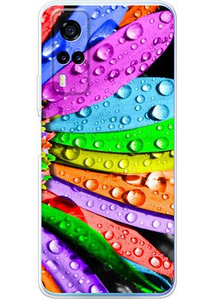 Чехол силиконовый с картинкой на vivo y31 (цветные листья)
