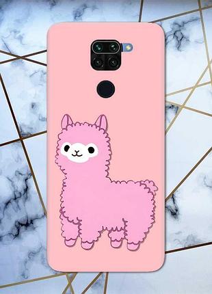 Матовий чохол з рожевими боками на xiaomi redmi note 9 :: лама рожева (принт 100