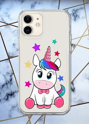 Прозрачный чехол на iphone 12 mini :: единорог (принт 102)
