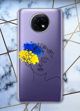 Прозорий чохол на xiaomi redmi note 9t/redmi note 9 5g патріотичний дизайн українка арт принт 3
