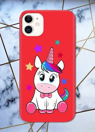 Матовий чохол з червоними боками на apple iphone 11 (6.1) :: єдиноріг принт 102