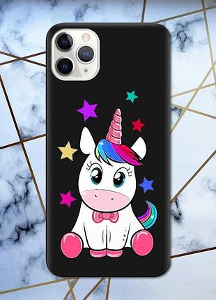 Матовий чохол з чорними боками на iphone 11 pro max (6.5) :: єдиноріг принт 102