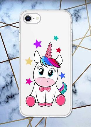 Прозрачный чехол для iphone 7, 8 :: единорог (принт 102)