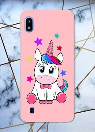 Матовый чехол с розовыми боками на samsung galaxy а10 (2019) a105 :: единорог (принт 102)