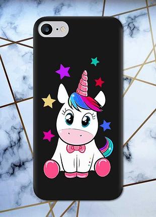 Матовий чохол з чорними боками на iphone 7/8 :: єдиноріг принт 102