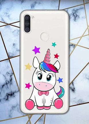 Прозорий чохол на samsung galaxy a11 дизайн єдиноріг принт 102