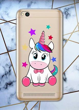 Прозрачный чехол на xiaomi redmi 5a :: единорог (принт 102)