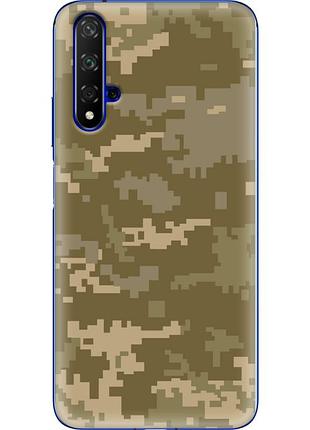 Чехол силиконовый с картинкой на huawei honor 20 (патриотический, камуфляж пиксель)