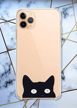 Прозрачный чехол на apple iphone 11 pro max (6,5) :: кошечка (принт 119)