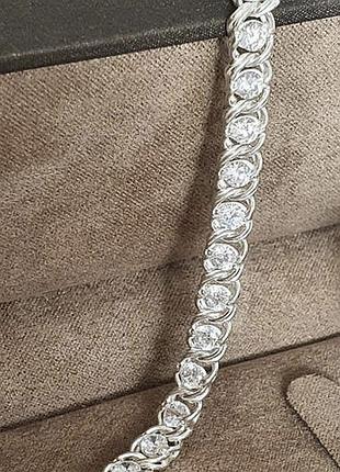 Серебряный женский браслет арабский бисмарк с фианитами 17-20 см 9 грам