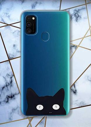 Прозрачный чехол на samsung galaxy m30s/м21 :: кошечка (принт 119)
