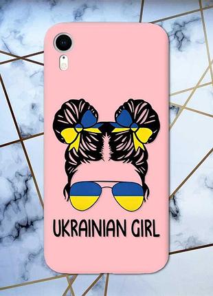 Матовий чохол з рожевими боками на apple iphone xr українська дівчина принт 113