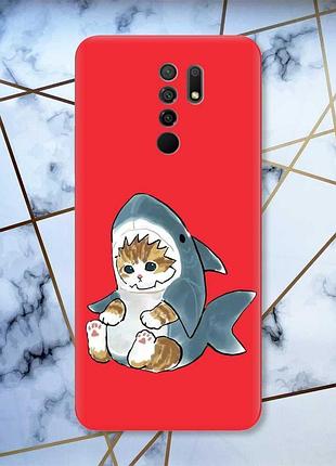 Матовый чехол с красными боками на xiaomi redmi 9 :: котёнок (принт 120)