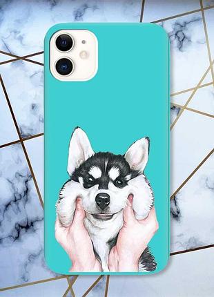 Матовий чохол з бірюзовими боками на apple iphone 11 (6.1) :: мордочка принт 121