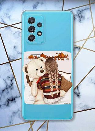 Прозрачный чехол на samsung galaxy a52 :: девочка с мишкой (принт 117)