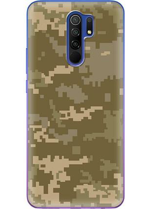 Чехол силиконовый с картинкой на xiaomi redmi 9 (патриотический, камуфляж пиксель)