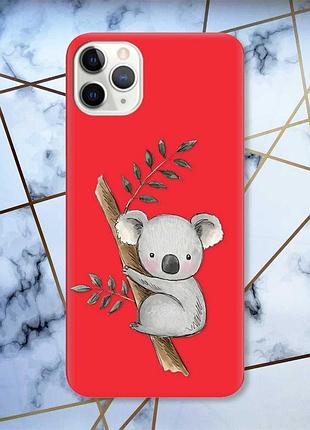 Матовий чохол з червоними боками на iphone 11 pro max (6.5) :: коала принт 132