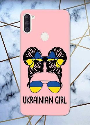Матовий чохол з рожевими боками на samsung galaxy a11 українська дівчина принт 113