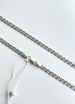 Серебряная цепочка 40 см плоский бисмарк, литая с чернением 925 проба, 4 мм