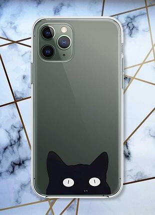 Прозорий чохол на iphone 12 / 12 pro дизайн котик принт 119