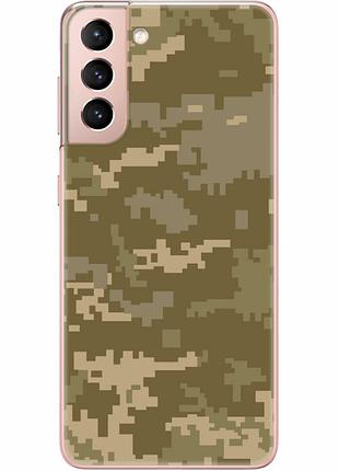 Чехол силиконовый с картинкой на samsung galaxy s21 (g991) (патриотический, камуфляж пиксель)