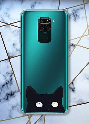 Прозорий чохол на xiaomi redmi note 9 дизайн котик принт 119