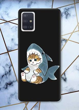 Матовый чехол с черными боками на samsung galaxy a51 :: котёнок (принт 120)