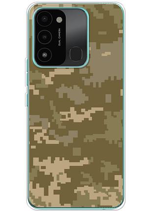 Чехол силиконовый с картинкой на tecno spark 8c (патриотический, камуфляж пиксель)