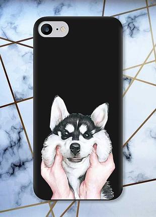 Матовый чехол с черными боками на iphone 7/8 :: мордочка (принт 121)
