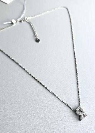 Серебряная цепочка с подвеской буква я, тонкая якорная с фианитами 40-45 см, 925