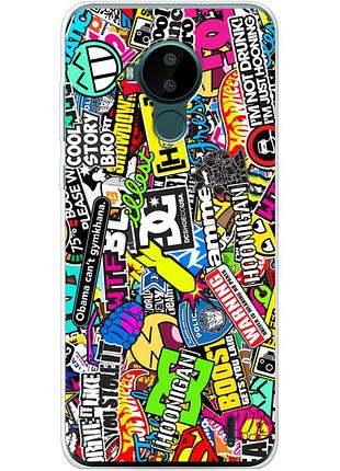Чохол силіконовий з картинкою на nokia c30 (кольорові наклейки)