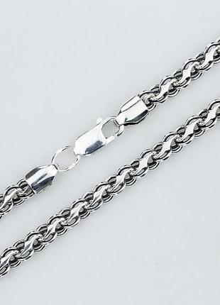 Серебряная цепочка 55 см змейка (ручеек), 925 проба с чернением