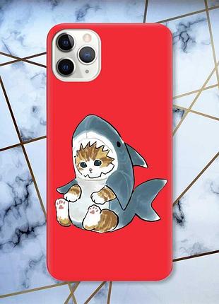Матовый чехол с красными боками на iphone 11 pro max (6.5) :: котёнок (принт 120)