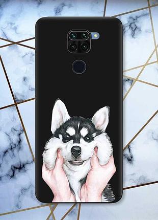 Матовый чехол с черными боками на xiaomi redmi note 9 :: мордочка (принт 121)
