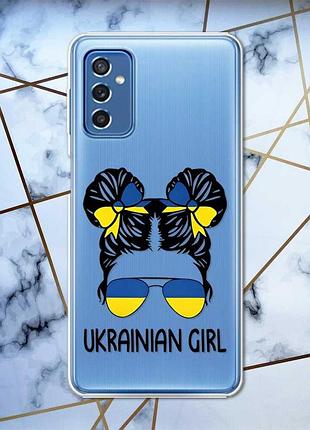 Прозорий чохол на samsung galaxy m52 патріотичний дизайн українська дівчина принт 113