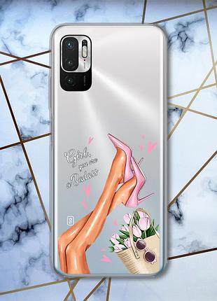 Прозрачный чехол на xiaomi redmi note 10 5g :: ножки (принт 62)