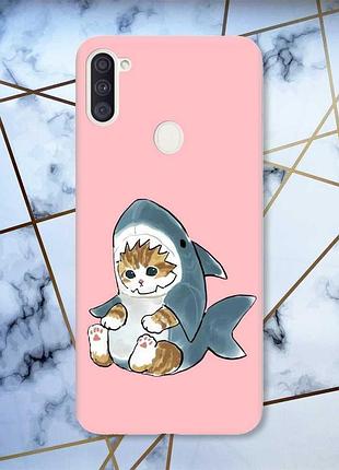 Матовий чохол з рожевими боками на samsung galaxy a11 кошеня принт 120