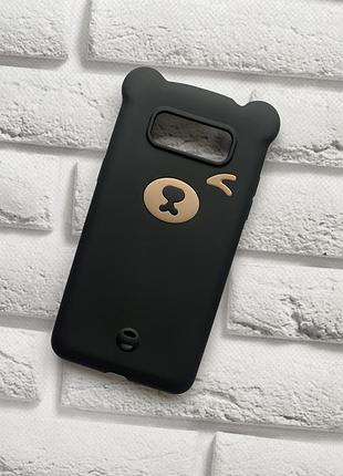 Силиконовый чехол для samsung galaxy grand prime g530 / j2 prime мишка черный