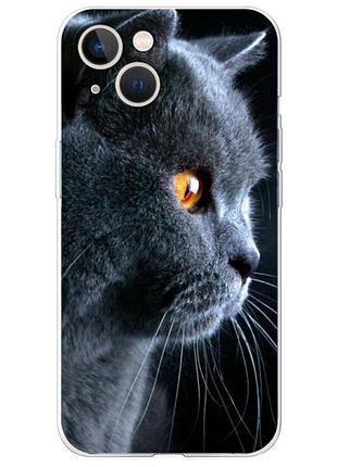 Чехол силиконовый с картинкой на iphone 13 (британский кот)