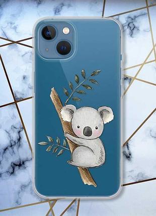 Прозрачный чехол на apple iphone 13 :: коала (принт 132)