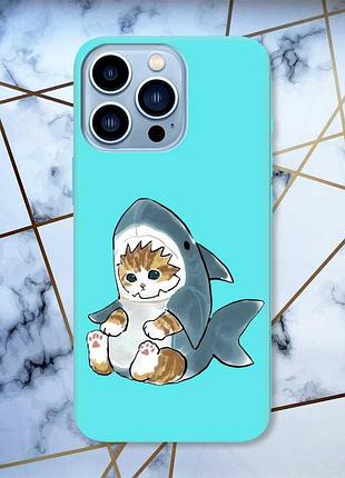 Матовый чехол с бирюзовыми боками на apple iphone 13 pro max :: котёнок (принт 120)