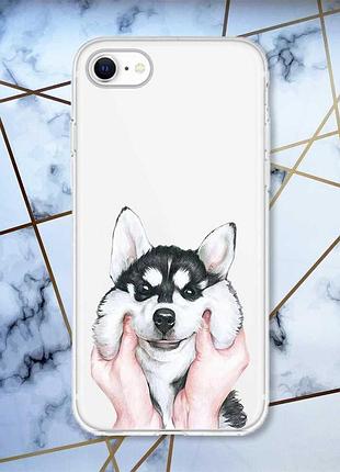 Прозорий чохол на iphone se 2020 мордочка принт 121