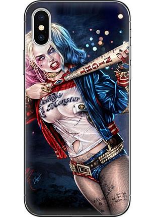 Чехол силиконовый с картинкой на iphone x (харли квинн, harley quinn)