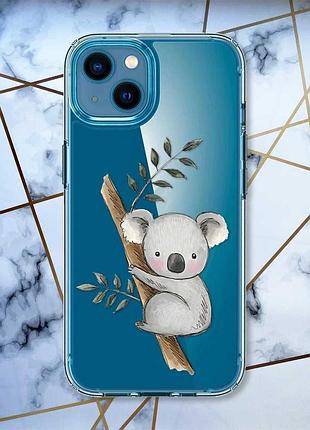 Прозрачный чехол для iphone 13 mini :: коала (принт 132)