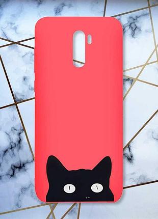 Матовий чохол з червоними боками на xiaomi redmi note 8 pro :: котик принт 119