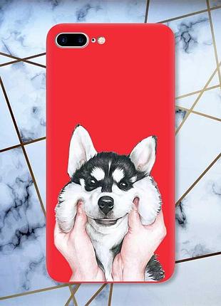 Матовий чохол з червоними боками на apple iphone 7 plus/8 plus :: мордочка принт 121