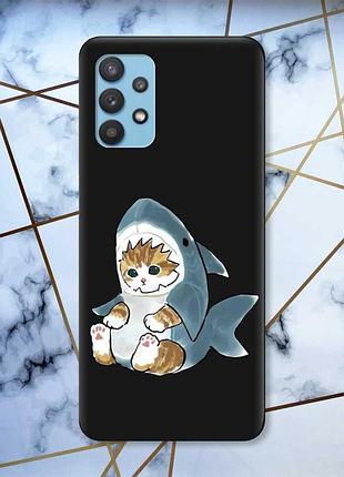 Матовый чехол с черными боками на samsung galaxy a32 :: котёнок (принт 120)