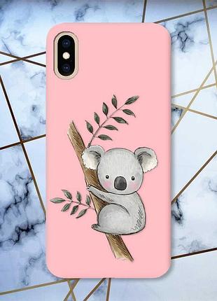 Матовый чехол с розовыми боками на iphone xs max :: коала (принт 132)