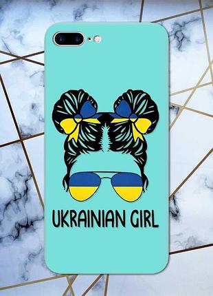 Матовый чехол с бирюзовыми боками на apple iphone 7 plus/8 plus :: украинская девушка (113)