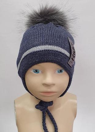 Шапка alex for kids "райдер" розмір 46 - 50см, фліс, синього кольору